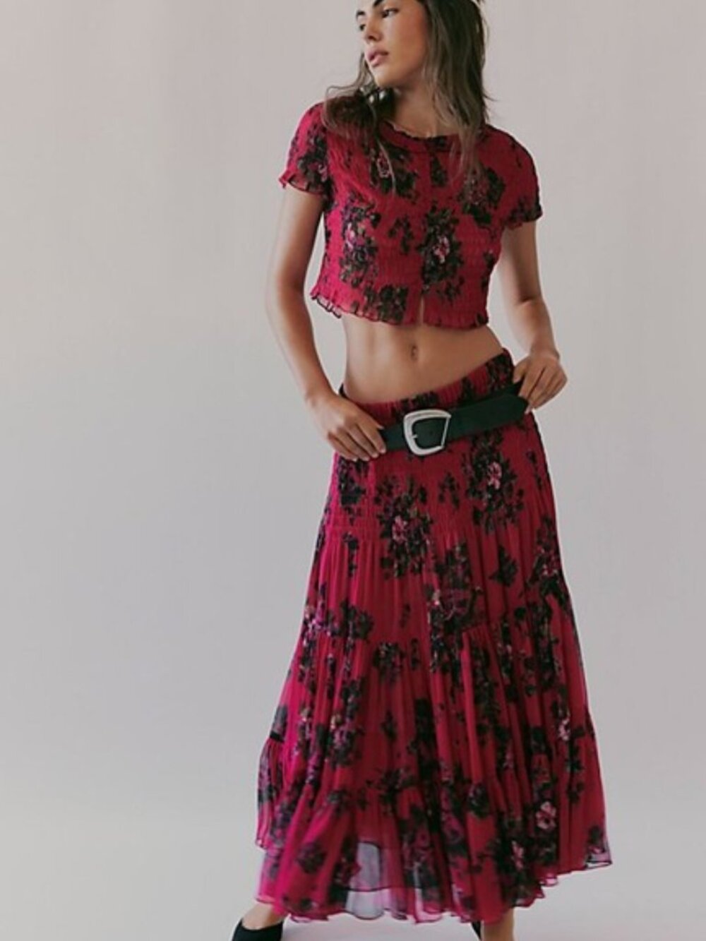 NWT Free People Blooming Romance Floral Maxi Set - Pink - Size XS